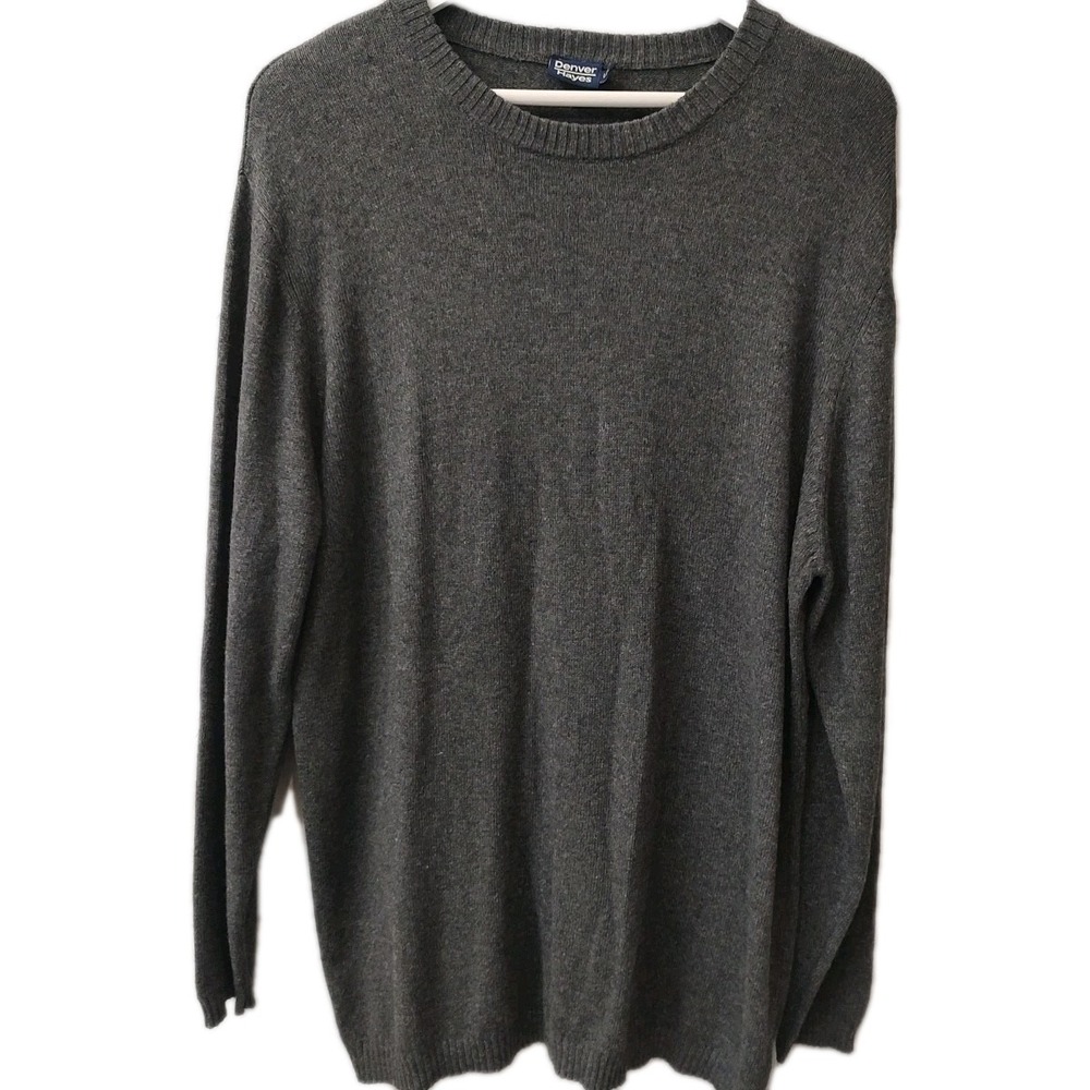 Denver Hayes Men's Large Gray Crewneck Sweater Wool Cashmere Blend Pullover Knit